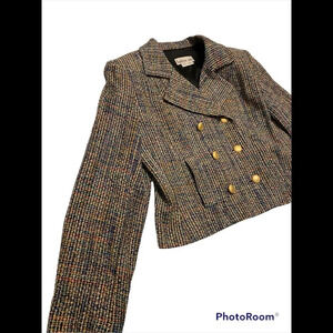Vintage Helene Sidel Silk Tweed Double-breasted Jacket Blazer Sz 12